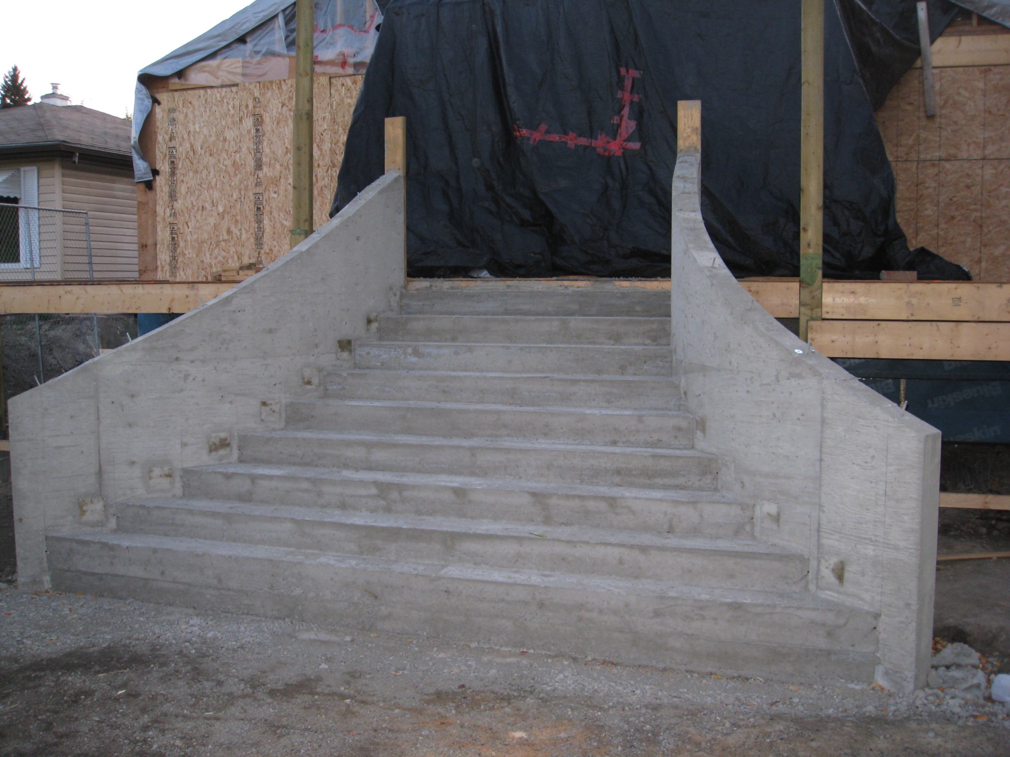 Curved concrete staircase